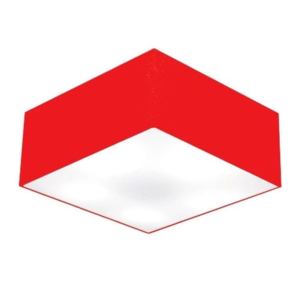 Plafon Quadrado Vivare Md-3012 Cúpula Em Tecido 21/50x50cm - Bivolt Vermelho 127/220v - 1