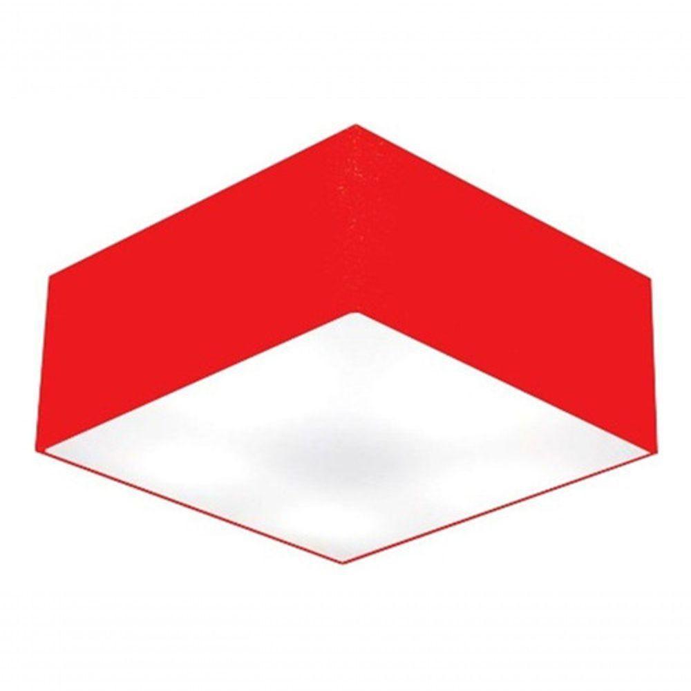Plafon Quadrado Vivare Md-3012 Cúpula Em Tecido 21/50x50cm - Bivolt Vermelho 127/220v - 3