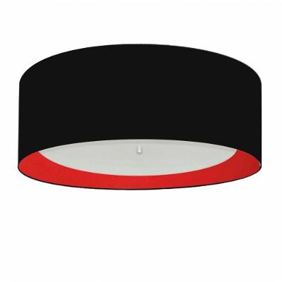 Plafon Cilíndrico Duplo Vivare Md-3008 Cúpula Forrada Em Tecido 60x25cm - Bivolt Preto-vermelho 127/220v