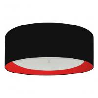 Plafon Cilíndrico Duplo Vivare Md-3008 Cúpula Forrada Em Tecido 60x25cm - Bivolt Preto-vermelho 127/220v - 3