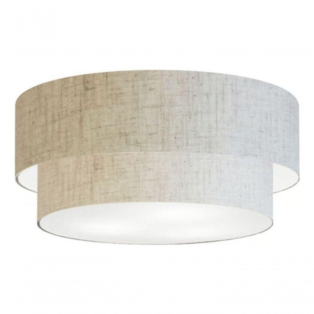 Plafon Duplo Cilíndrico Vivare Md-3021 Cúpula Em Tecido 80x60cm - Bivolt Rustico-bege 127/220v - 3