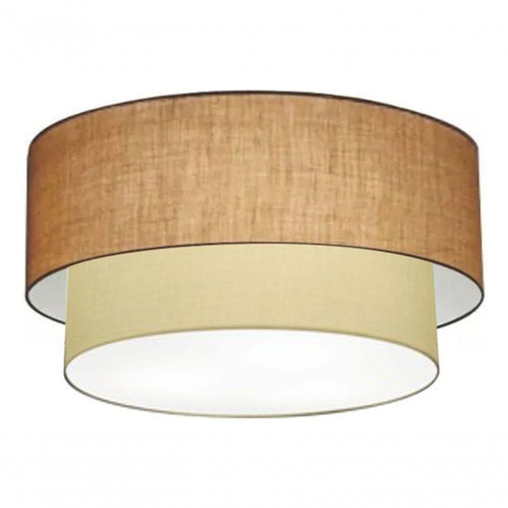 Plafon Duplo Cilíndrico Vivare Md-3017 Cúpula Em Tecido 50x40cm - Bivolt Palha-bege 127/220v - 3