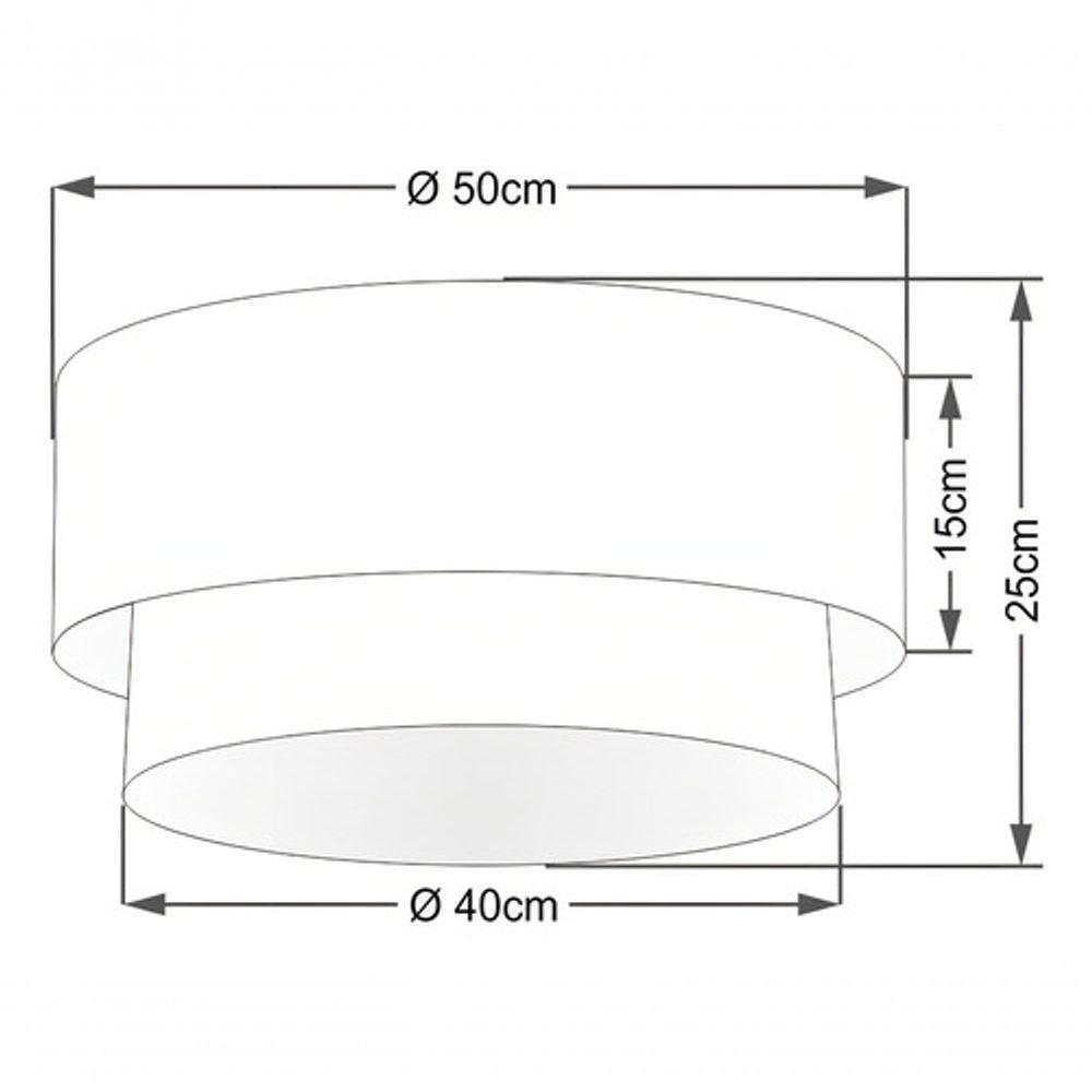 Plafon Duplo Cilíndrico Vivare Md-3017 Cúpula Em Tecido 50x40cm - Bivolt Palha-bege 127/220v - 6