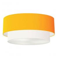 Plafon Duplo Cilíndrico Vivare Md-3021 Cúpula Tecido 80x60cm - Bivolt Laranja-branco 127/220v - 3