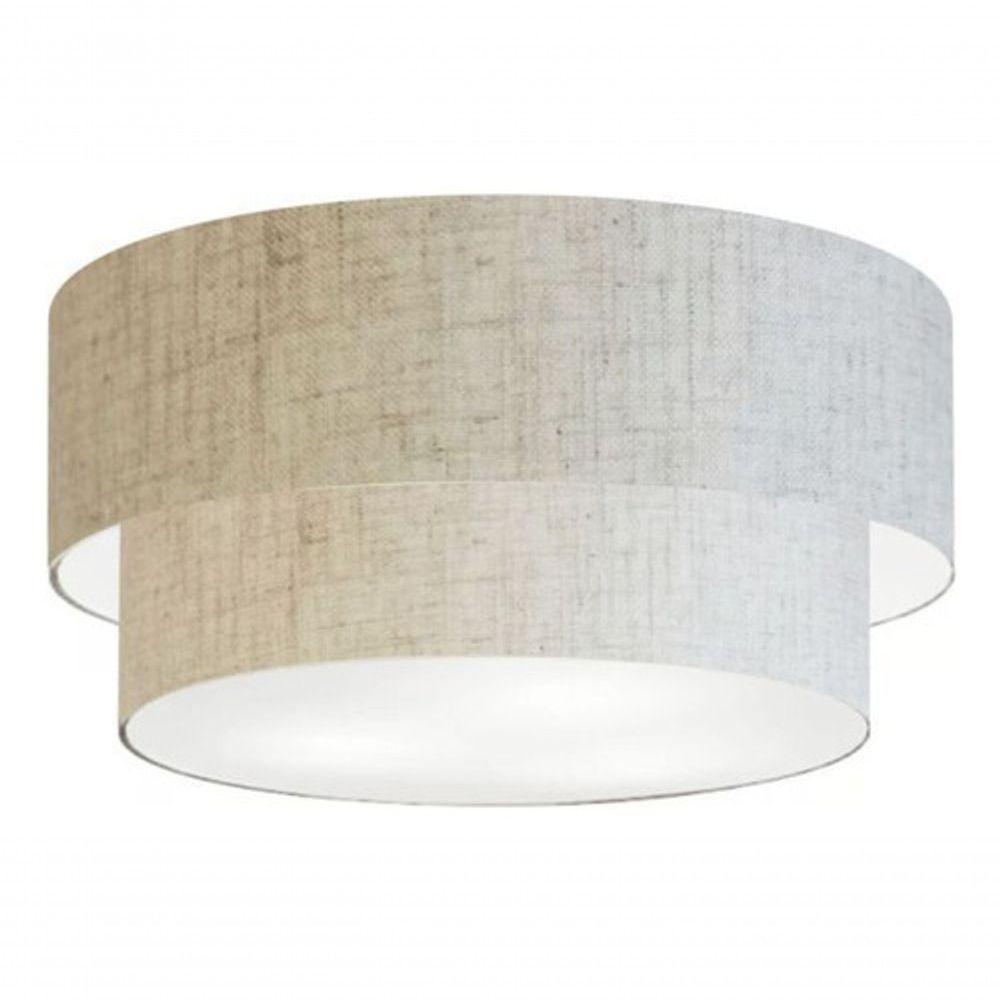 Plafon Duplo Cilíndrico Vivare Md-3017 Cúpula Em Tecido 50x40cm - Bivolt Rustico-bege 127/220v - 3