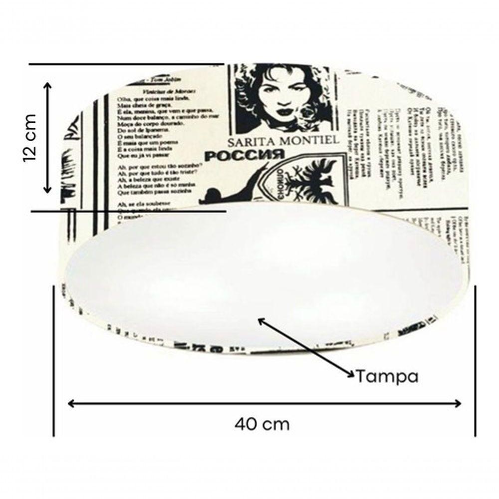 Plafon Cilíndrico Vivare Md-3005 Cúpula Em Tecido 40x12cm - Bivolt Estampado-jornal 127/220v - 4