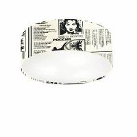 Plafon Cilíndrico Vivare Md-3005 Cúpula Em Tecido 40x12cm - Bivolt Estampado-jornal 127/220v - 1
