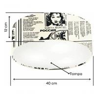 Plafon Cilíndrico Vivare Md-3005 Cúpula Em Tecido 40x12cm - Bivolt Estampado-jornal 127/220v - 4