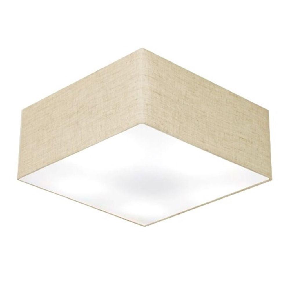 Plafon Quadrado Vivare Md-3012 Cúpula Em Tecido 21/50x50cm - Bivolt Rustico-bege 127/220v - 1