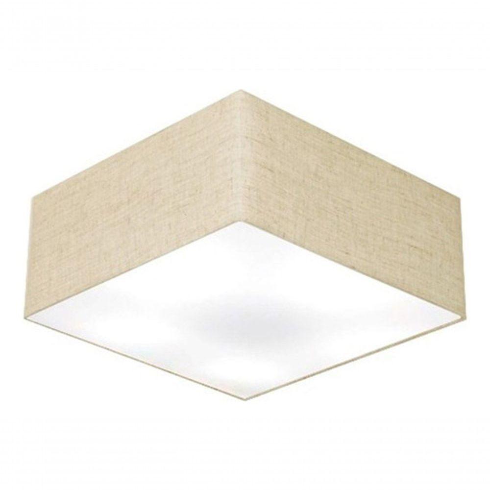 Plafon Quadrado Vivare Md-3012 Cúpula Em Tecido 21/50x50cm - Bivolt Rustico-bege 127/220v - 3
