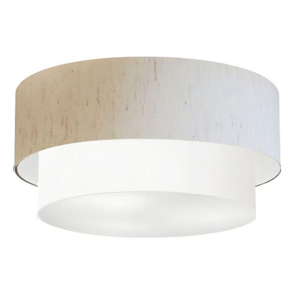 Plafon Duplo Cilíndrico Vivare Md-3017 Cúpula Em Tecido 50x40cm - Bivolt Linho-bege-branco 127/220v - 5