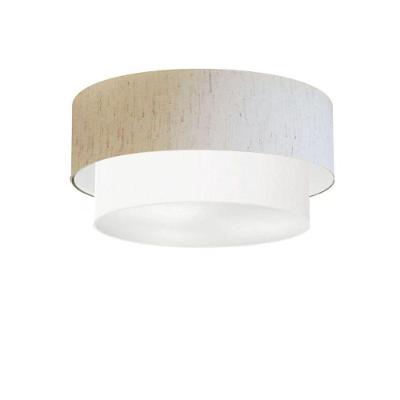 Plafon Duplo Cilíndrico Vivare Md-3017 Cúpula Em Tecido 50x40cm - Bivolt Linho-bege-branco 127/220v