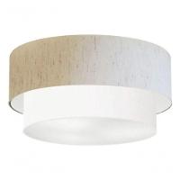 Plafon Duplo Cilíndrico Vivare Md-3017 Cúpula Em Tecido 50x40cm - Bivolt Linho-bege-branco 127/220v - 3