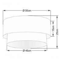 Plafon Duplo Cilíndrico Vivare Md-3017 Cúpula Em Tecido 50x40cm - Bivolt Linho-bege-branco 127/220v