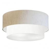Plafon Duplo Cilíndrico Vivare Md-3017 Cúpula Em Tecido 50x40cm - Bivolt Linho-bege-branco 127/220v - 5