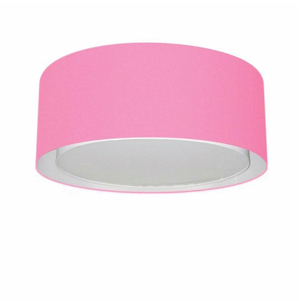 Plafon Cilíndrico Duplo Vivare Md-3036 Cúpula Em Tecido 50x25cm - Bivolt Rosa-bebê 127/220v - 1