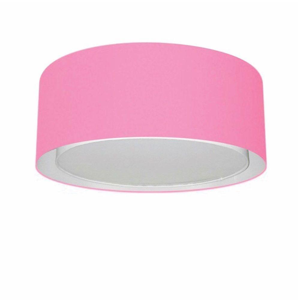 Plafon Cilíndrico Duplo Vivare Md-3036 Cúpula Em Tecido 50x25cm - Bivolt Rosa-bebê 127/220v - 3