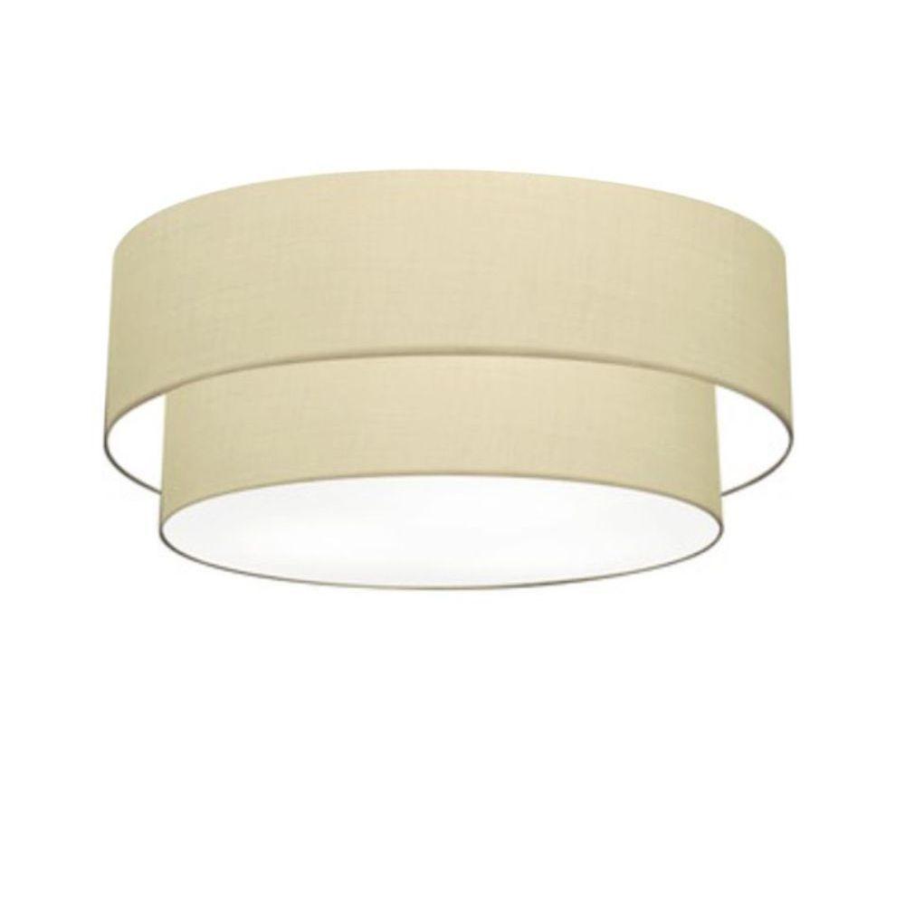 Plafon Duplo Cilíndrico Vivare Md-3021 Cúpula Em Tecido 80x60cm - Bivolt Algodão-crú 127/220v - 1
