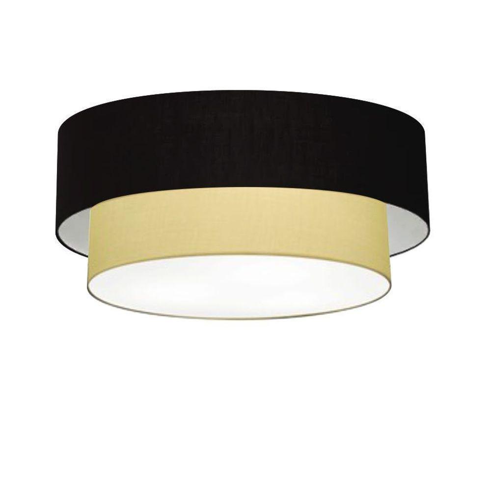 Plafon Duplo Cilíndrico Vivare Md-3021 Cúpula Em Tecido 80x60cm - Bivolt Preto-bege 127/220v - 1