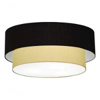 Plafon Duplo Cilíndrico Vivare Md-3021 Cúpula Em Tecido 80x60cm - Bivolt Preto-bege 127/220v - 2