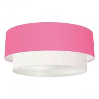 Plafon Duplo Cilíndrico Vivare Md-3021 Cúpula Tecido 80x60cm - Bivolt Rosa-bebê-branco 127/220v - 3