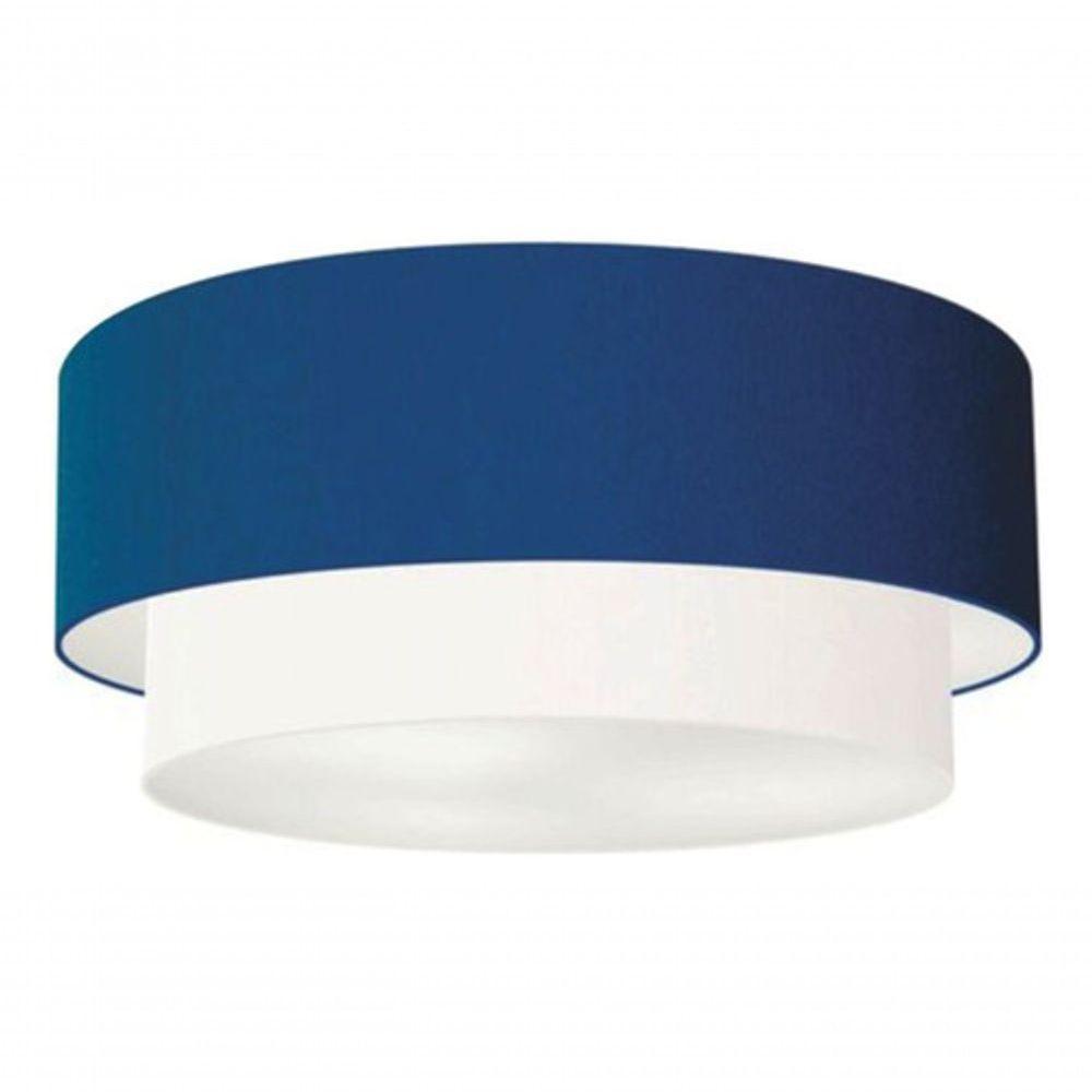 Plafon Duplo Cilíndrico Vivare Md-3021 Cúpula Tecido 80x60cm - Bivolt Azul-marinho-branco 127/220v - 3