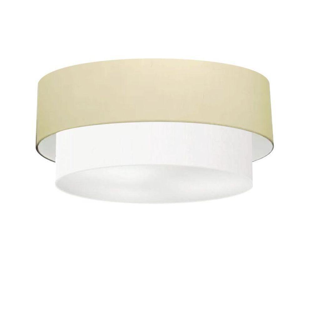 Plafon Duplo Cilíndrico Vivare Md-3021 Cúpula Em Tecido 80x60cm - Bivolt Algodão-crú-branco 127/220v - 1