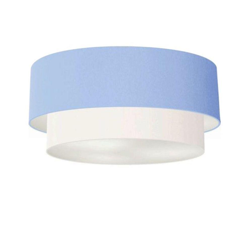 Plafon Duplo Cilíndrico Vivare Md-3021 Cúpula Tecido 80x60cm - Bivolt Azul-bebê-branco 127/220v - 1