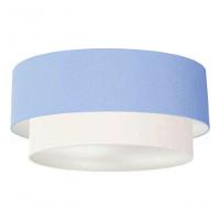 Plafon Duplo Cilíndrico Vivare Md-3021 Cúpula Tecido 80x60cm - Bivolt Azul-bebê-branco 127/220v - 3