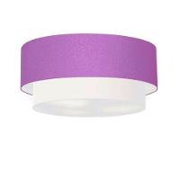 Plafon Duplo Cilíndrico Vivare Md-3021 Cúpula Tecido 80x60cm - Bivolt Lilás-branco 127/220v - 1
