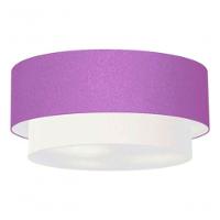 Plafon Duplo Cilíndrico Vivare Md-3021 Cúpula Tecido 80x60cm - Bivolt Lilás-branco 127/220v - 3