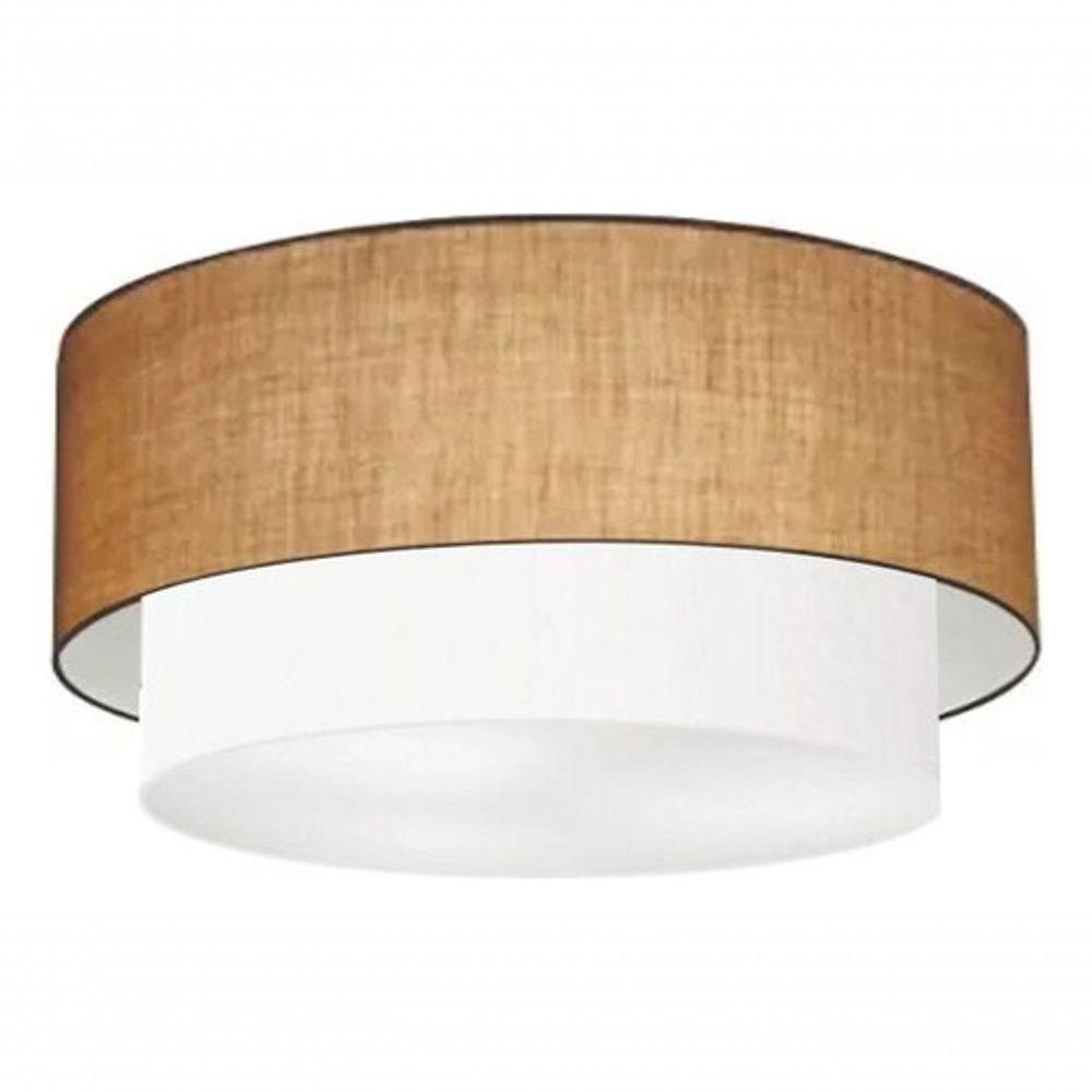 Plafon Duplo Cilíndrico Vivare Md-3017 Cúpula Em Tecido 50x40cm - Bivolt Palha-branco 127/220v - 3