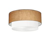 Plafon Duplo Cilíndrico Vivare Md-3017 Cúpula Em Tecido 50x40cm - Bivolt Palha-branco 127/220v - 1