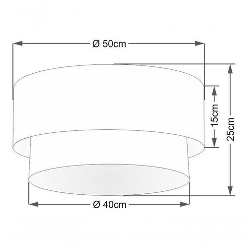 Plafon Duplo Cilíndrico Vivare Md-3017 Cúpula Tecido 50x40cm - Bivolt Rosa-bebê-branco 127/220v - 4