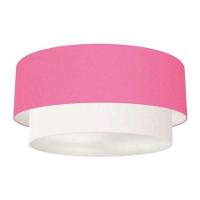 Plafon Duplo Cilíndrico Vivare Md-3017 Cúpula Tecido 50x40cm - Bivolt Rosa-bebê-branco 127/220v - 3