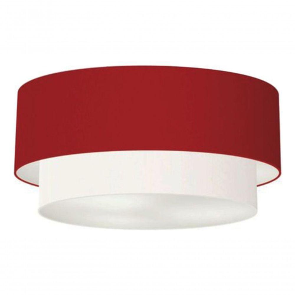 Plafon Duplo Cilíndrico Vivare Md-3021 Cúpula Tecido 80x60cm - Bivolt Bordo-branco 127/220v - 3