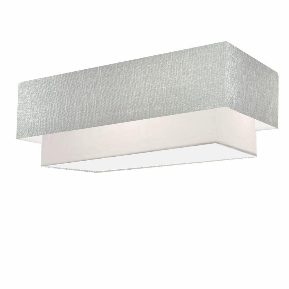 Plafon Duplo Retangular Vivare Md-3044 Cúpula Em Tecido 70x30cm X 60x25cm - Bivolt Rustico-cinza-branco 127/220v - 1