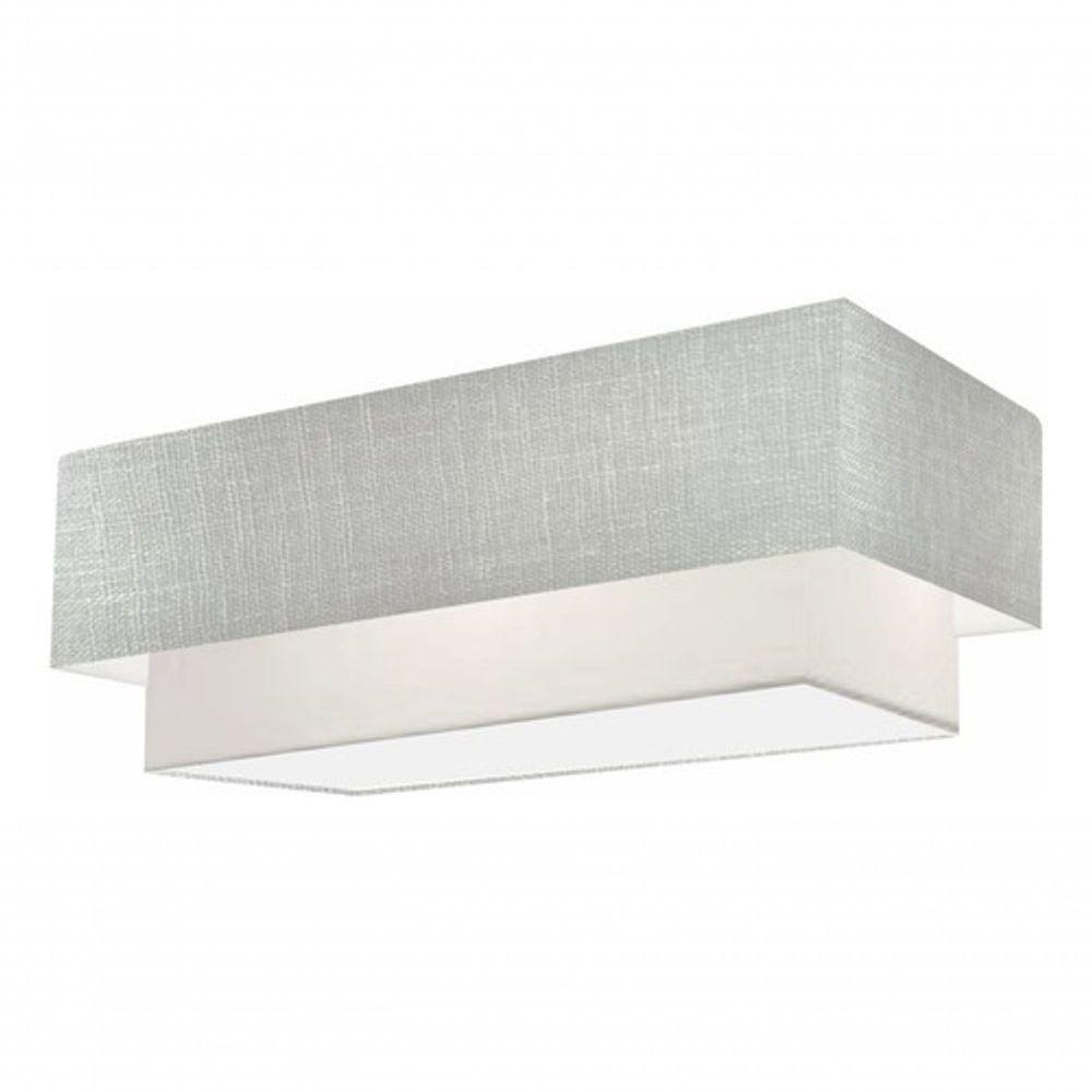 Plafon Duplo Retangular Vivare Md-3044 Cúpula Em Tecido 70x30cm X 60x25cm - Bivolt Rustico-cinza-branco 127/220v - 3