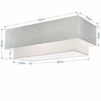 Plafon Duplo Retangular Vivare Md-3044 Cúpula Em Tecido 70x30cm X 60x25cm - Bivolt Rustico-cinza-branco 127/220v - 2
