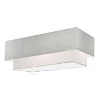 Plafon Duplo Retangular Vivare Md-3044 Cúpula Em Tecido 70x30cm X 60x25cm - Bivolt Rustico-cinza-branco 127/220v - 3