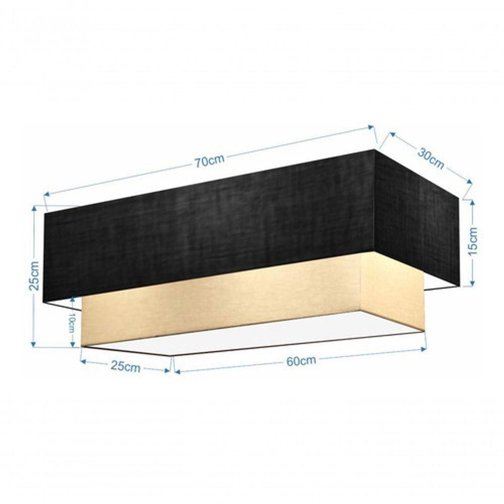 Plafon Duplo Retangular Vivare Md-3044 Cúpula Em Tecido 70x30cm X 60x25cm - Bivolt Preto-bege 127/220v - 4