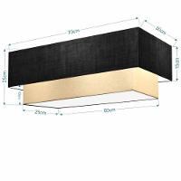 Plafon Duplo Retangular Vivare Md-3044 Cúpula Em Tecido 70x30cm X 60x25cm - Bivolt Preto-bege 127/220v - 2