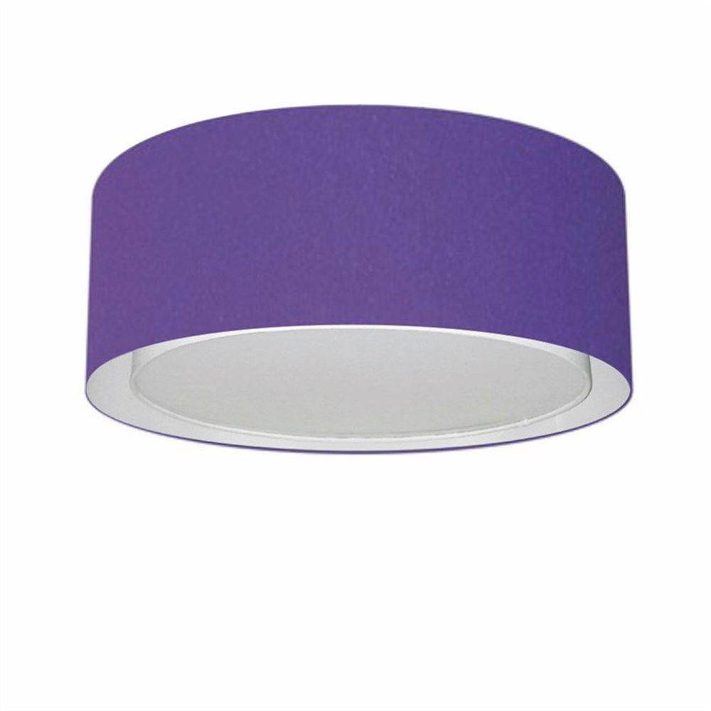 Plafon Cilíndrico Duplo Vivare Md-3036 Cúpula Em Tecido 50x25cm - Bivolt Roxo 127/220v - 1