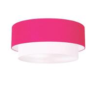 Plafon Duplo Cilíndrico Vivare Md-3024 Cúpula Tecido 60x50cm - Bivolt Rosa-pink-branco 127/220v - 1