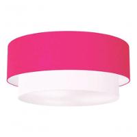 Plafon Duplo Cilíndrico Vivare Md-3024 Cúpula Tecido 60x50cm - Bivolt Rosa-pink-branco 127/220v - 3
