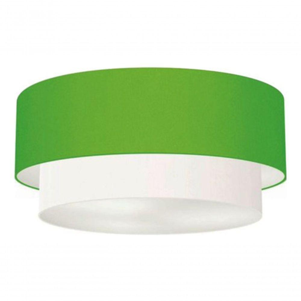 Plafon Duplo Cilíndrico Vivare Md-3021 Cúpula Tecido 80x60cm - Bivolt Verde-limão-branco 127/220v - 3