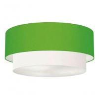 Plafon Duplo Cilíndrico Vivare Md-3021 Cúpula Tecido 80x60cm - Bivolt Verde-limão-branco 127/220v - 3
