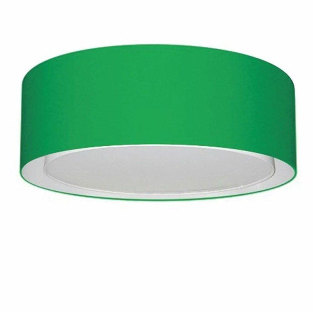 Plafon Cilíndrico Duplo Vivare Md-3037 Cúpula Em Tecido 60x25cm - Bivolt Verde-folha 127/220v - 3