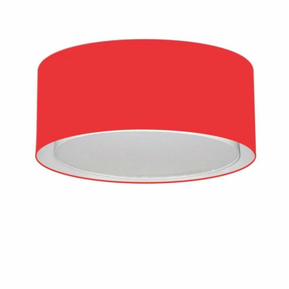 Plafon Cilíndrico Duplo Vivare Md-3036 Cúpula Em Tecido 50x25cm - Bivolt Vermelho 127/220v - 1