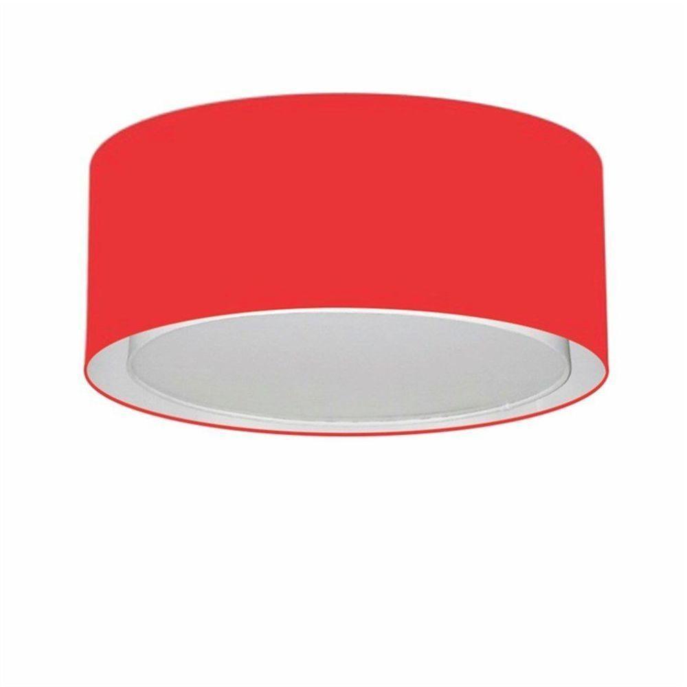 Plafon Cilíndrico Duplo Vivare Md-3036 Cúpula Em Tecido 50x25cm - Bivolt Vermelho 127/220v - 3